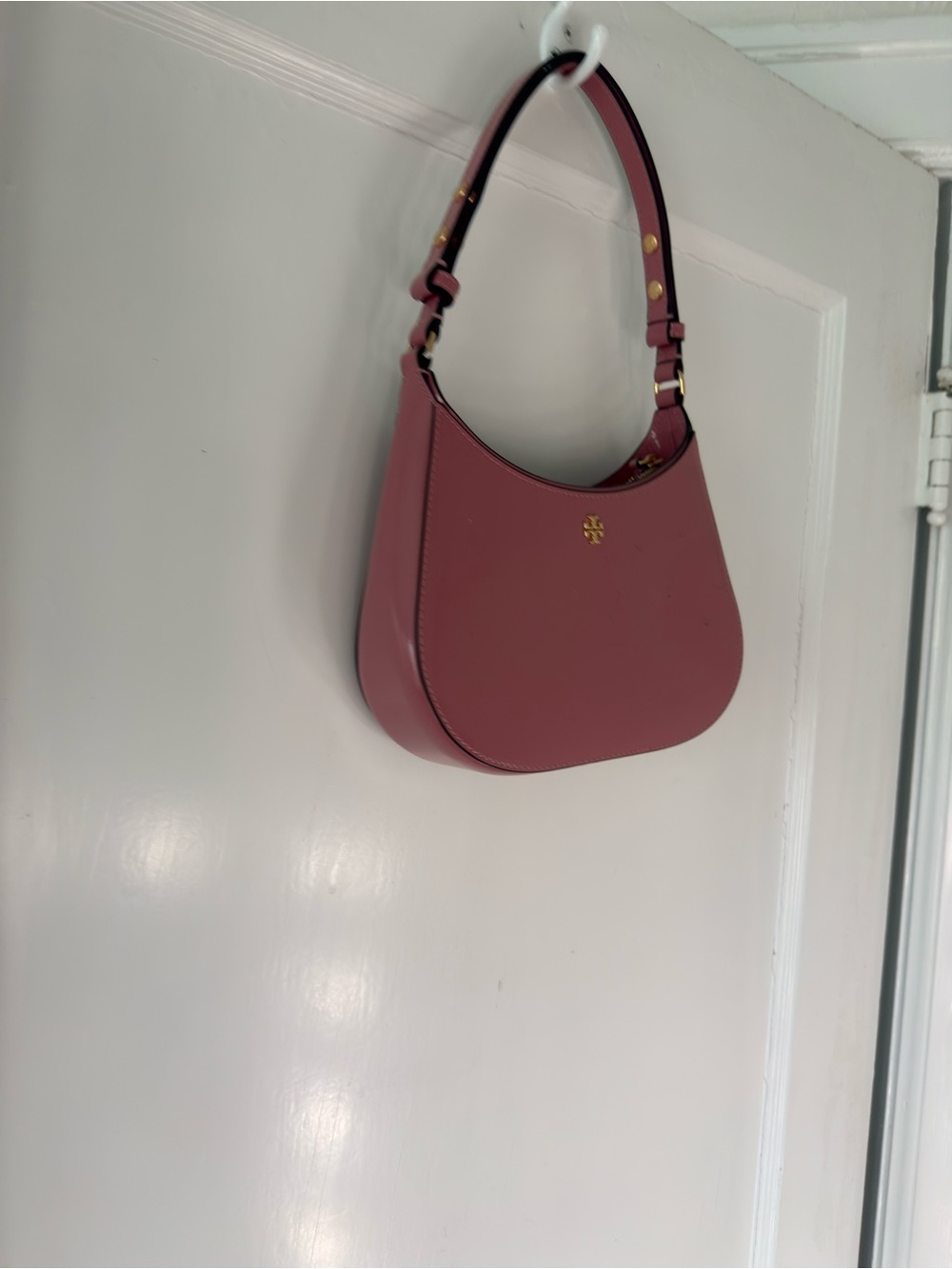 Tory Burch Rose Pink Leather Hobo Shoulder Bag